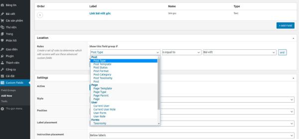 Custom field trong wordpress tiêu dùng acf